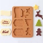 Christmas Tags, Reindeer, Tree & Gingerbread Theme Silicone Chocolate Mold Tray for Festive Plaques, Cookie Toppers, Candy, Fondant & DIY Soap Crafts