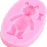 3D Teddy Bear with Bow Single Cavity Oval Silicone Mold for Fondant, Chocolate, Candy, Soap, Wax & Resin Crafts