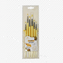 Set of 6 Synthetic Nylon Hair Artist Paint Brushes with Yellow Handles for Acrylic, Watercolor, Gouache and Craft Painting for Kids, Students and Hobby Artists