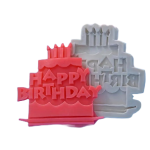 3D Happy Birthday Layered Cake Silicone Mold with Candle Detail for Fondant, Chocolate, Candy, Jelly, Soap, Wax Melts & Resin Crafts