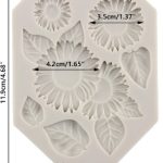 Sunflower and Leaves 3D Silicone Fondant Mold with Multiple Flower Sizes and Detailed Leaf Cavities for Cake Decorating, Cupcake Toppers, Chocolate, Candy, Soap & Resin Crafts