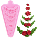 Rose Garland Floral Swag 5 Size Silicone Fondant Mold with Leaves Border for Elegant Cake Side Decoration, Cupcake Toppers, Chocolate, Candy, Soap, Wax Melts & Resin Crafts