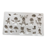 Woodland Forest Animals 17 Cavity Silicone Fondant Mold with Deer, Owl, Fox, Hedgehog, Bunny, Squirrel, Mushrooms, Pine Cones and Snail for Cute Kids Theme Cake Decorating, Cupcake Toppers, Chocolate, Candy, Soap, Wax Melts & Resin Crafts