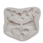 Stag and Doe Deer Head with Oak Leaf and Acorn Embellishments Silicone Fondant Mold for Rustic Woodland and Christmas Cake Decorating, Cupcake Toppers, Chocolate, Candy, Soap, Wax Melts & Resin Crafts