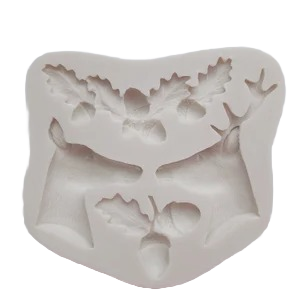 Stag and Doe Deer Head with Oak Leaf and Acorn Embellishments Silicone Fondant Mold for Rustic Woodland and Christmas Cake Decorating, Cupcake Toppers, Chocolate, Candy, Soap, Wax Melts & Resin Crafts