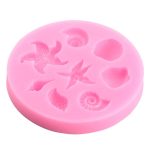 Round Marine Theme Starfish and Seashell 7 Cavity Silicone Fondant Mold for Under the Sea Cake Decorating, Cupcake Toppers, Chocolate, Candy, Soap, Wax Melts & Resin Crafts