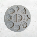 Round Fruit Slice and Citrus Wedge 9 Cavity Silicone Fondant Mold with Watermelon, Orange, Lemon and Flower Slices for Summer Theme Cake Decorating, Cupcake Toppers, Chocolate, Candy, Soap, Wax Melts & Resin Crafts