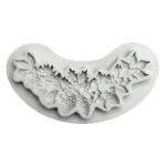 Curved Christmas Pine Cone and Holly Leaves Garland Silicone Fondant Mold for Festive Cake Borders, Wreath Designs, Chocolate, Candy, Soap, Wax Melts & Resin Crafts