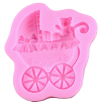 Cute Baby Stroller with Teddy Bear 3D Silicone Fondant Mold for Baby Shower Theme Cake Decorating, Cupcake Toppers, Chocolate, Candy, Soap, Wax Melts & Resin Crafts