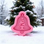 Christmas Bell with Tree Cutout 3D Silicone Fondant Mold for Holiday Cake Decorating, Hanging Ornament Cookies, Chocolate, Candy, Soap, Wax Melts & Resin Crafts