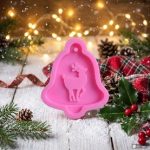 Christmas Bell with Reindeer Cutout 3D Silicone Fondant Mold for Holiday Cake Decorating, Hanging Ornament Cookies, Chocolate, Candy, Soap, Wax Melts & Resin Crafts