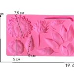 Large Flower and Leaves 3D Silicone Fondant Mold 19.6 × 12.3 cm with Dahlia Bloom, Buds and Assorted Leaf Petals for Realistic Floral Cake Decorating, Cupcake Toppers, Chocolate, Candy, Soap, Wax Melts & Resin Crafts