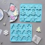 Christmas Cake Fondant Molds, 3D Christmas- Theme Baking Mould, Gingerbread Men Christmas Tree Snowman Cake Border Fondant Molds for Cake Baking Decoration