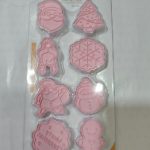 8 Pcs 3D Christmas Biscuit and Cookie Mold Stamp Set – Plastic Embossed Plunger Cutters with Gingerbread Man, Snowman, Christmas Tree, Holly, Reindeer, “Merry Christmas” Plaque, House and Santa-in-Chimney Designs for Fondant, Sugar Cookies and Holiday Cake Decorating