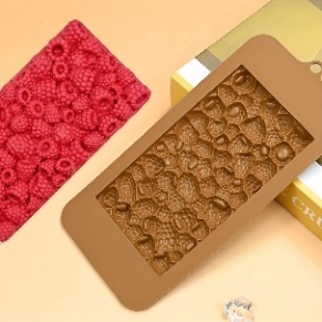 3D Raspberry & Berry Texture Chocolate Bar Silicone Mold for Fruit Slab Bars, Candy, Soap & Resin Crafts