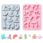 Sea Mermaid & Sea Creatures Multi‑Cavity Silicone Mold Set for Fondant, Chocolate, Candy, Jelly, Resin & Soap Crafts.